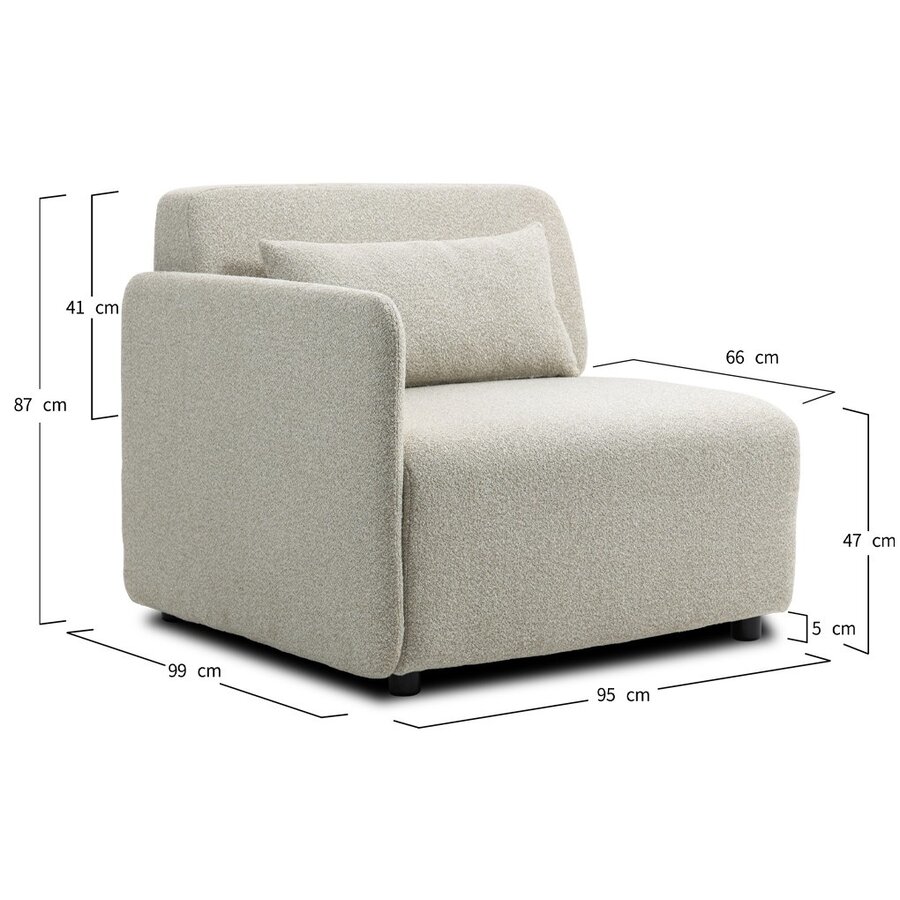 Mia Beige 1-Zits Modulair Bank Links