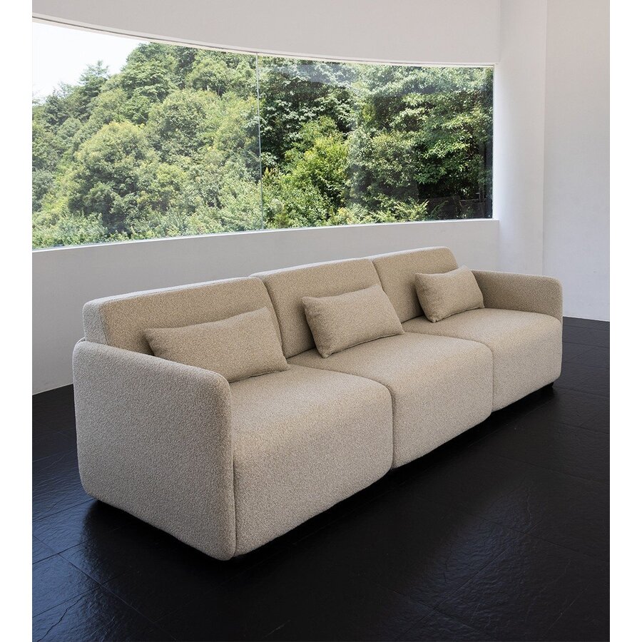 Mia Beige 3-Zits Bank met Ottoman