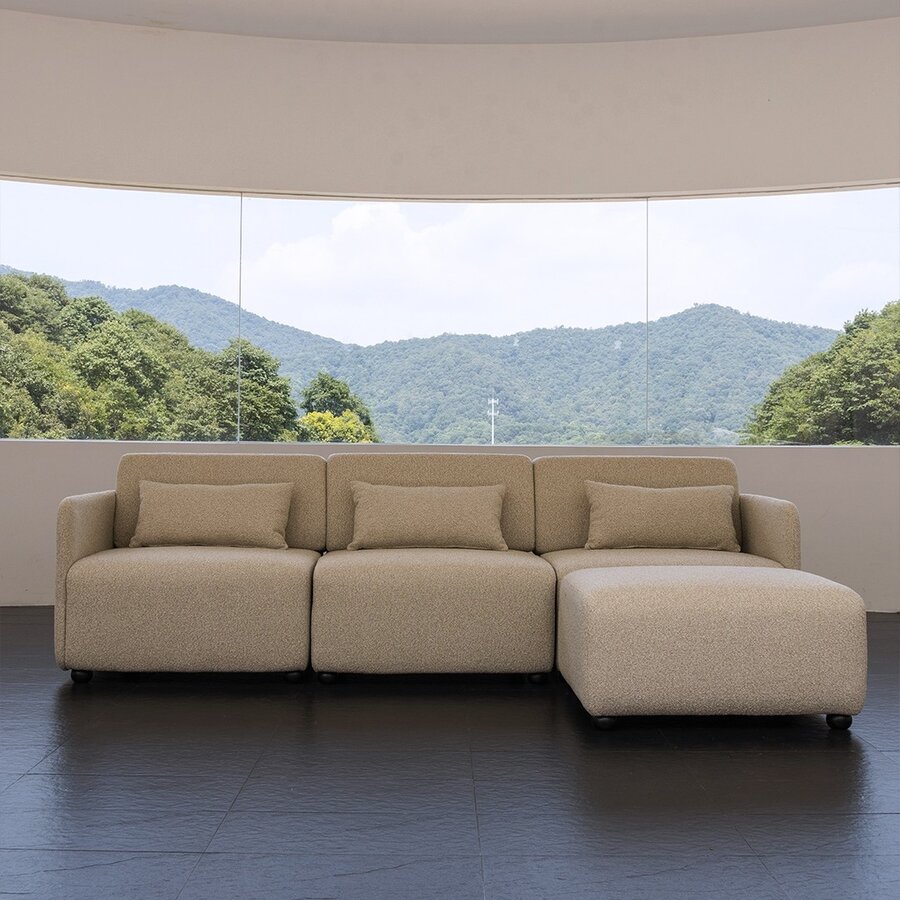 Mia Beige 4-Zits Bank met Ottoman Mia Beige 4-Zits Bank met Ottoman