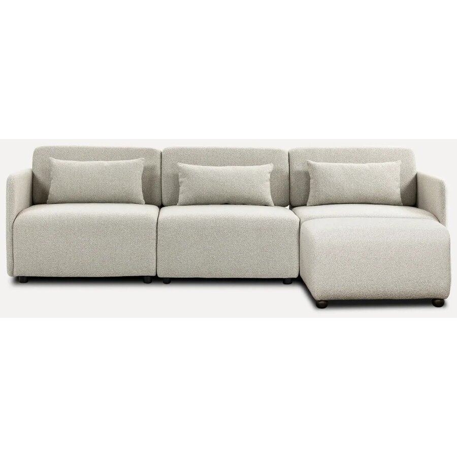 Mia Beige 3-Zits Bank met Ottoman