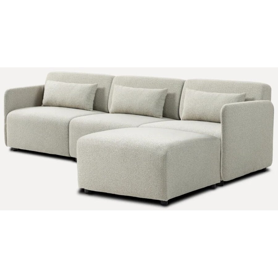 Mia Beige 3-Zits Bank met Ottoman