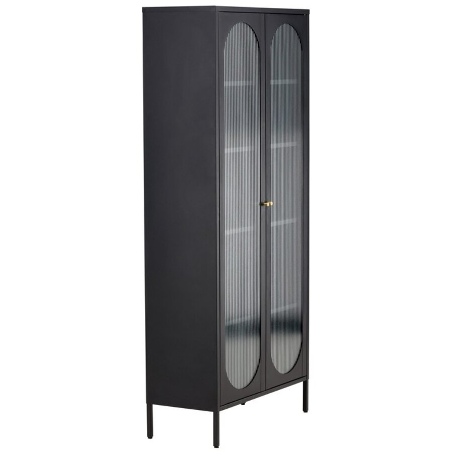Lima Zwart Vitrinekast H180 cm