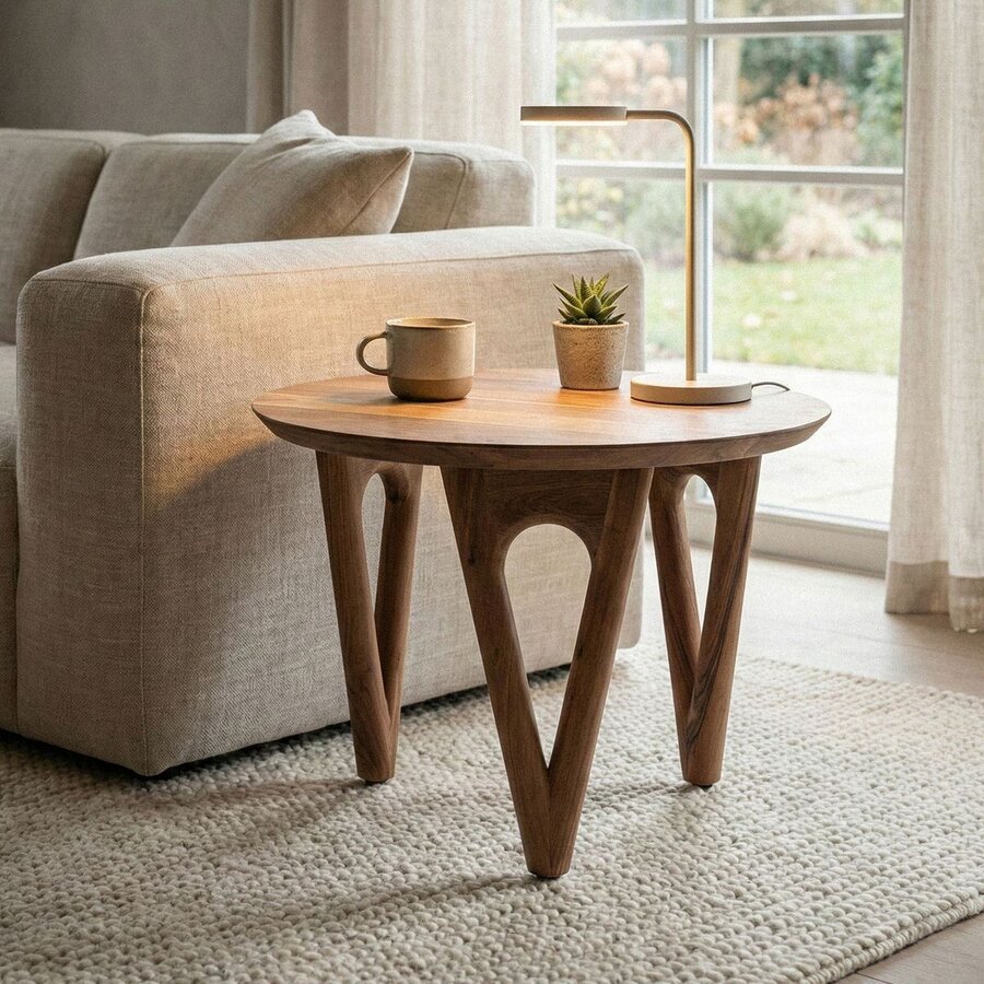 Vadim Ronde Bijzettafel Massief Acaciahout Ø60 cm