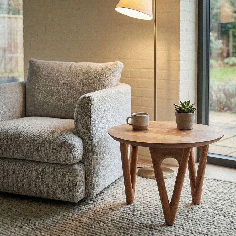 Vadim Ronde Bijzettafel Massief Acaciahout Ø60 cm