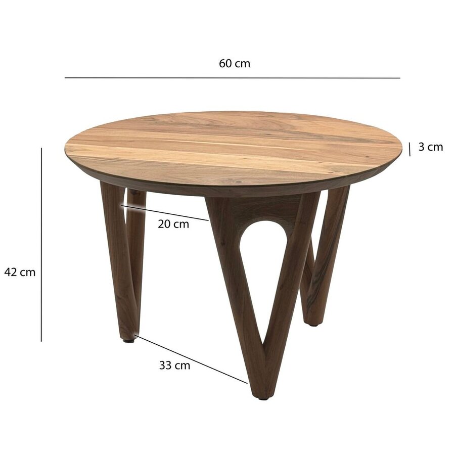 Vadim Ronde Bijzettafel Massief Acaciahout Ø60 cm