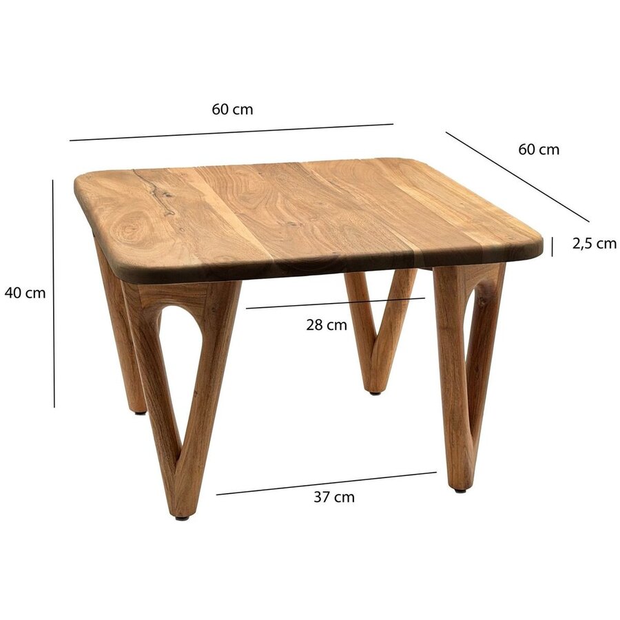 Vadim Vierkante Bijzettafel Massief Acacia