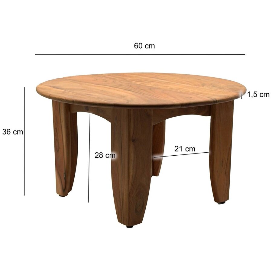 Nell Ronde Salontafel Massief Acaciahout Ø60 cm