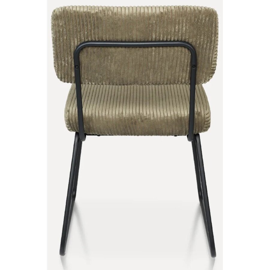 Melvin Ribstof Eetkamerstoel Olijfgroen