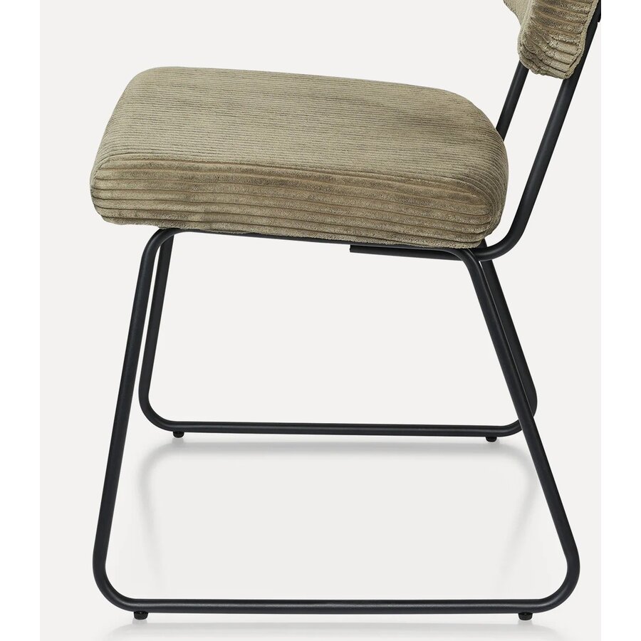 Melvin Ribstof Eetkamerstoel Olijfgroen