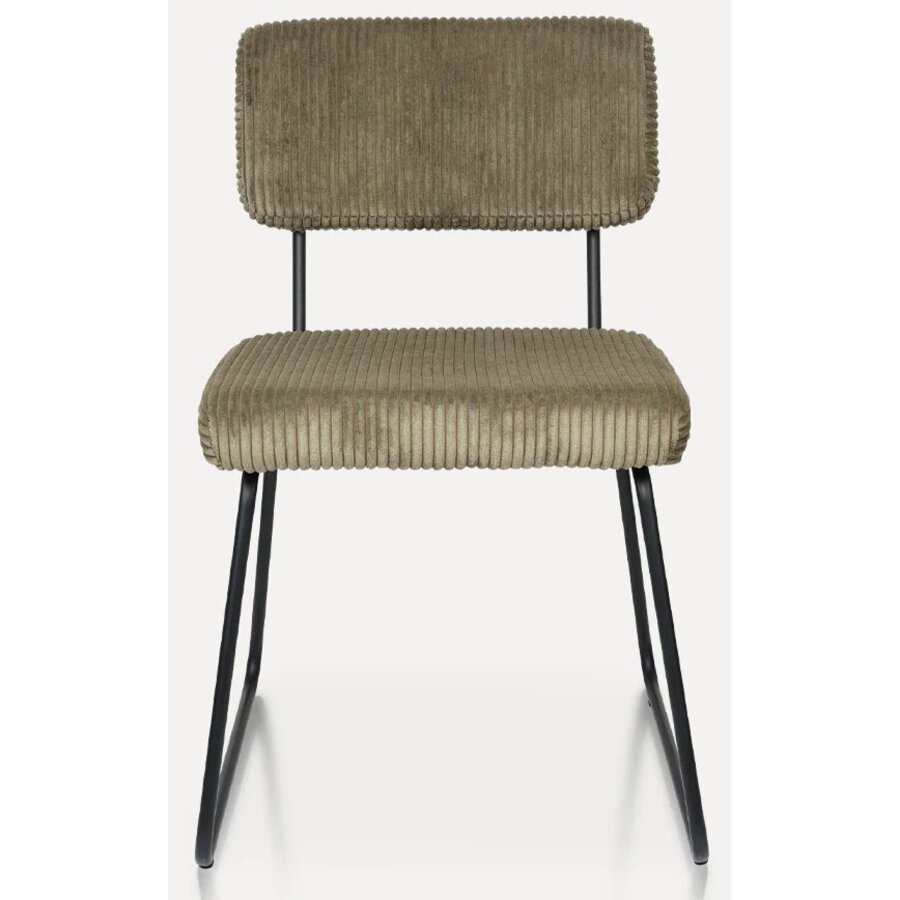 Melvin Ribstof Eetkamerstoel Olijfgroen