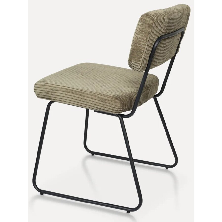 Melvin Ribstof Eetkamerstoel Olijfgroen