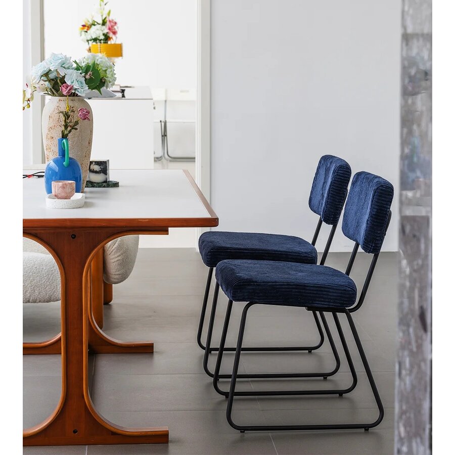 Melvin Ribstof Eetkamerstoel Marineblauw