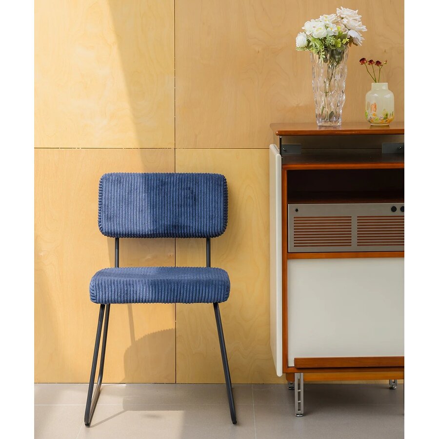 Melvin Ribstof Eetkamerstoel Marineblauw