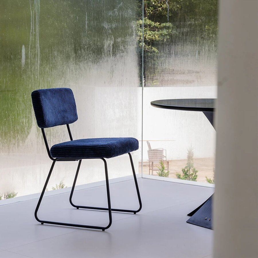 Melvin Ribstof Eetkamerstoel Marineblauw