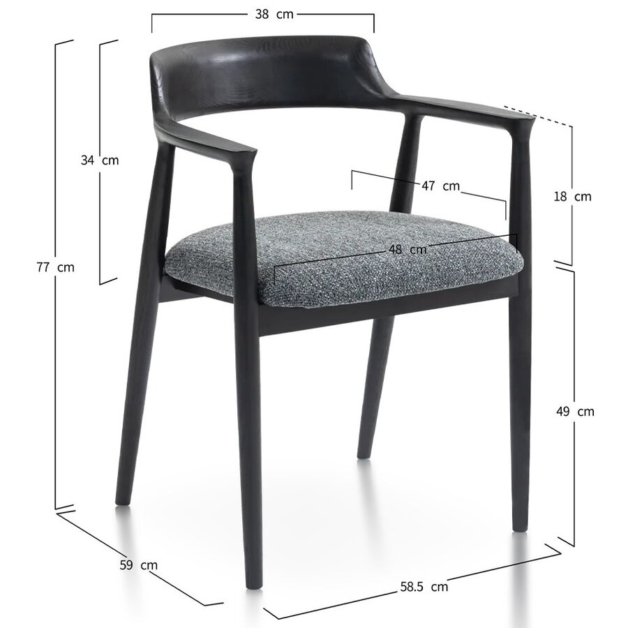 Eden Eetkamerstoel Zwart/Wit