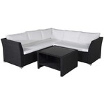 Hjem Interiors Haiti Rotan Hoek Loungeset Zwart/Wit