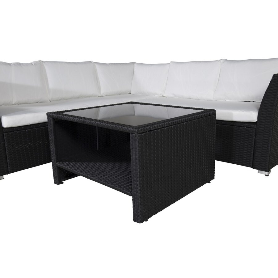 Haiti Rotan Hoek Loungeset Zwart/Wit