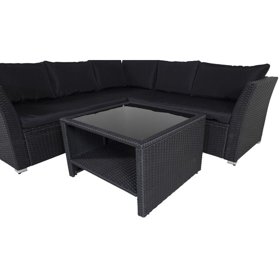 Haiti Rotan Hoek Loungeset Zwart