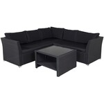 Hjem Interiors Haiti Rotan Hoek Loungeset Zwart