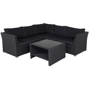 Hjem Interiors Haiti Rotan Hoek Loungeset Zwart