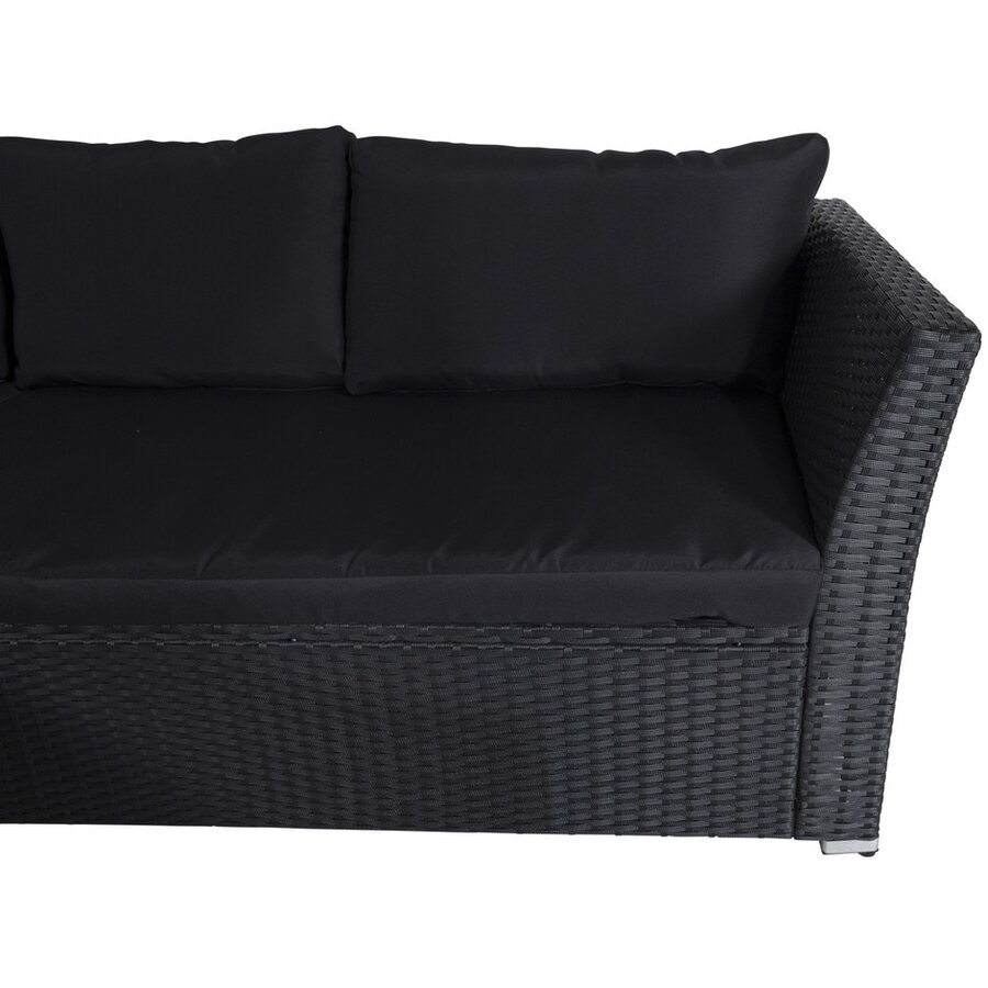 Haiti Rotan Hoek Loungeset Zwart