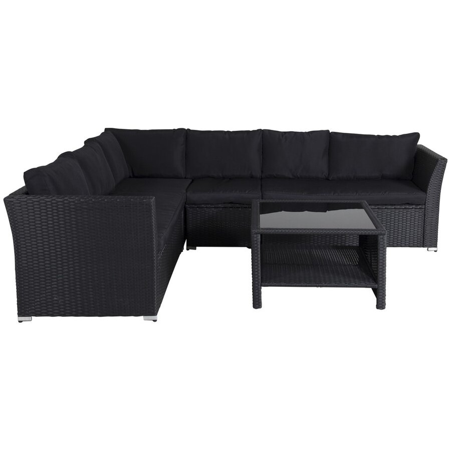 Haiti Rotan Hoek Loungeset Zwart