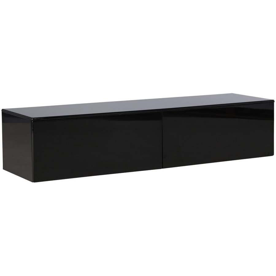 Fristad Hoogglans Zwart TV Wandmeubel 2-Lades