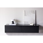 Hjem Interiors Fristad Hoogglans Zwart TV Wandmeubel 2-Lades