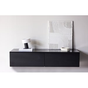 Hjem Interiors Fristad Hoogglans Zwart TV Wandmeubel 2-Lades