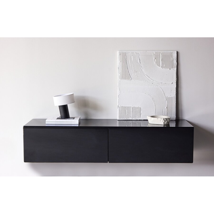 Fristad Hoogglans Zwart TV Wandmeubel 2-Lades