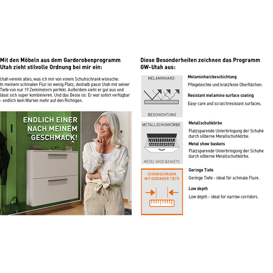 Utah Witte Schoenenkast 3-Kleppen