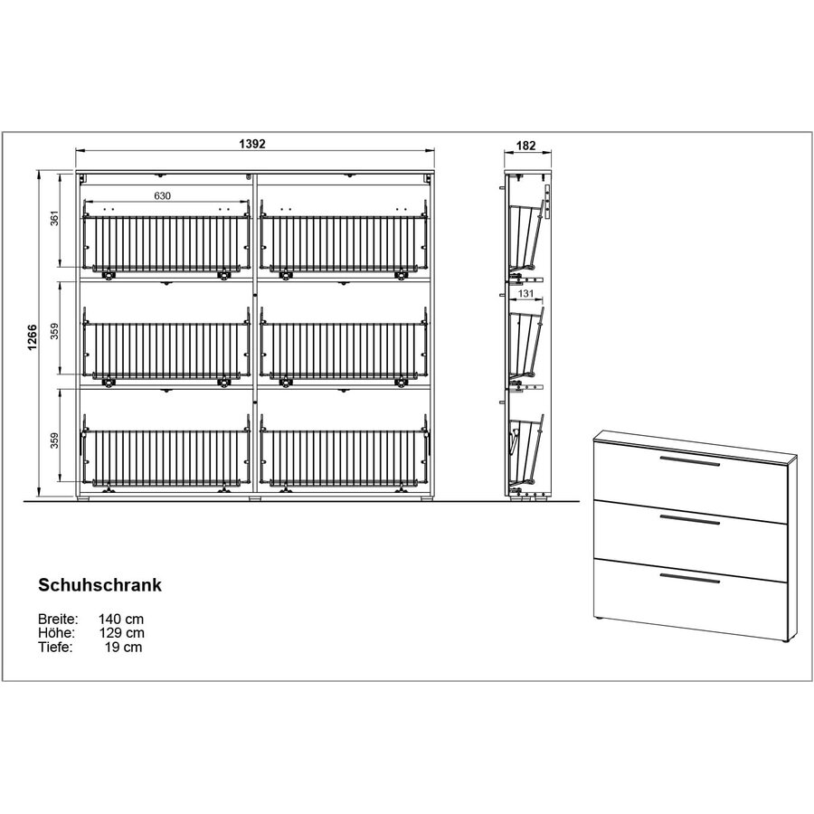 Utah Witte Schoenenkast 3-Kleppen