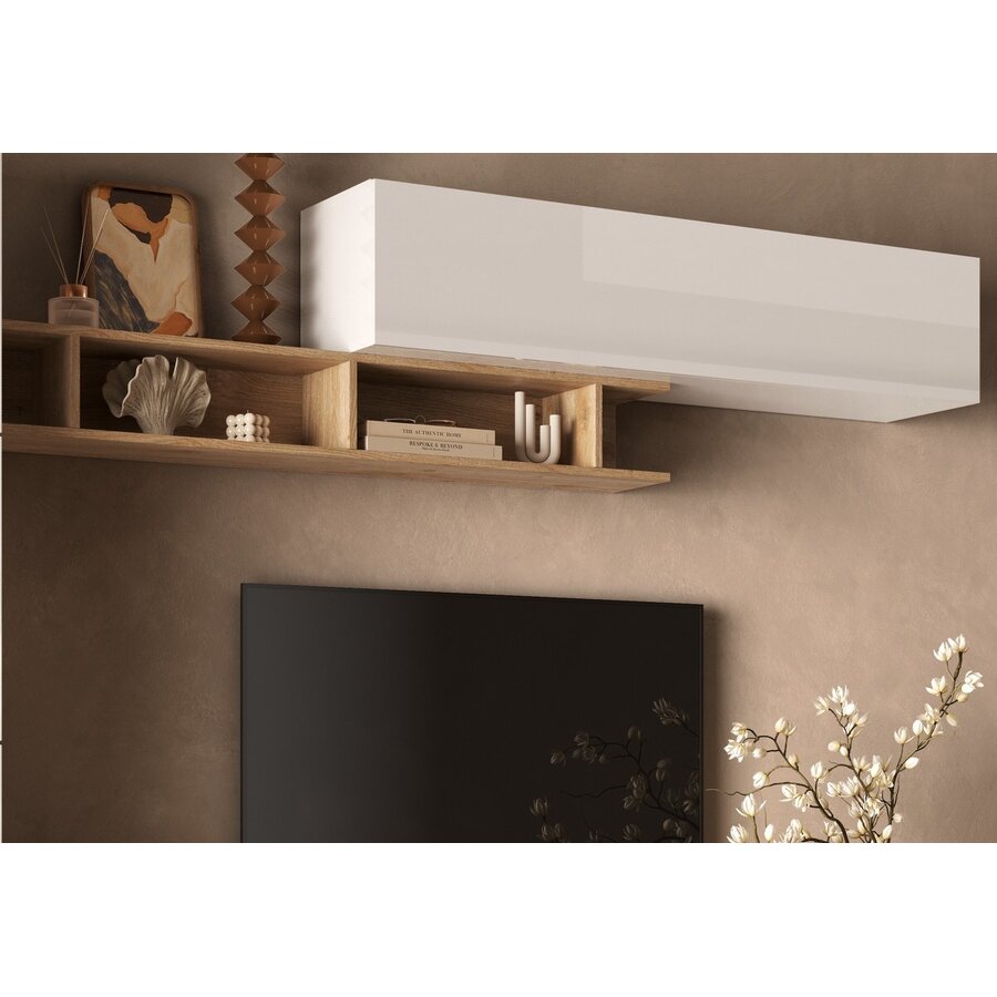 Infinity 2.0 Hoogglans Wit/Kadiz Eiken TV Meubel Set 202