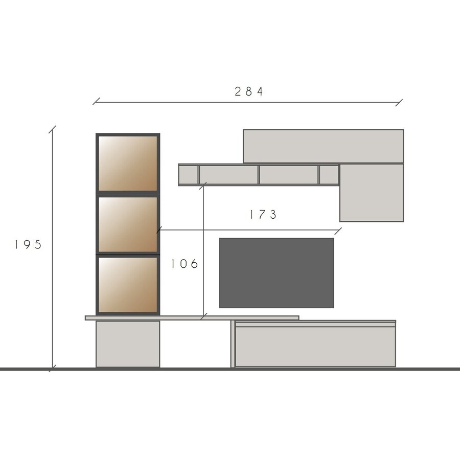 Infinity 2.0 Brons/Cashmere/Eiken TV Meubel Set 204