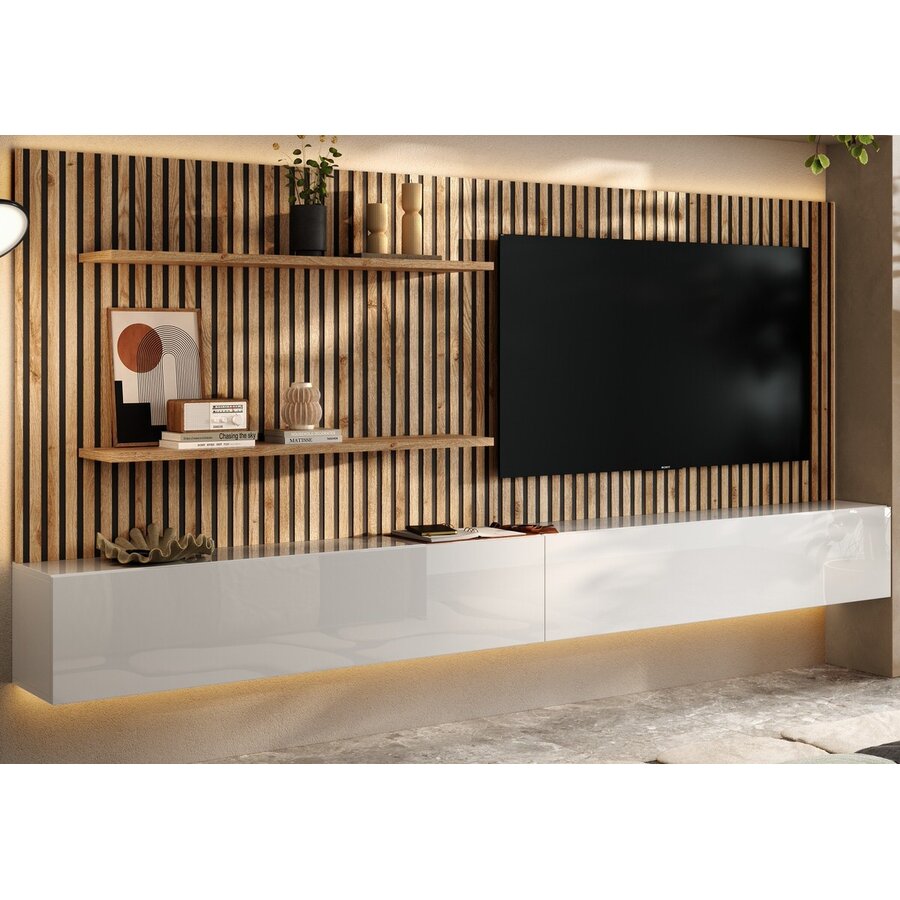 Infinity 2.0 Hoogglans Wit/Eiken TV Meubel Set 217