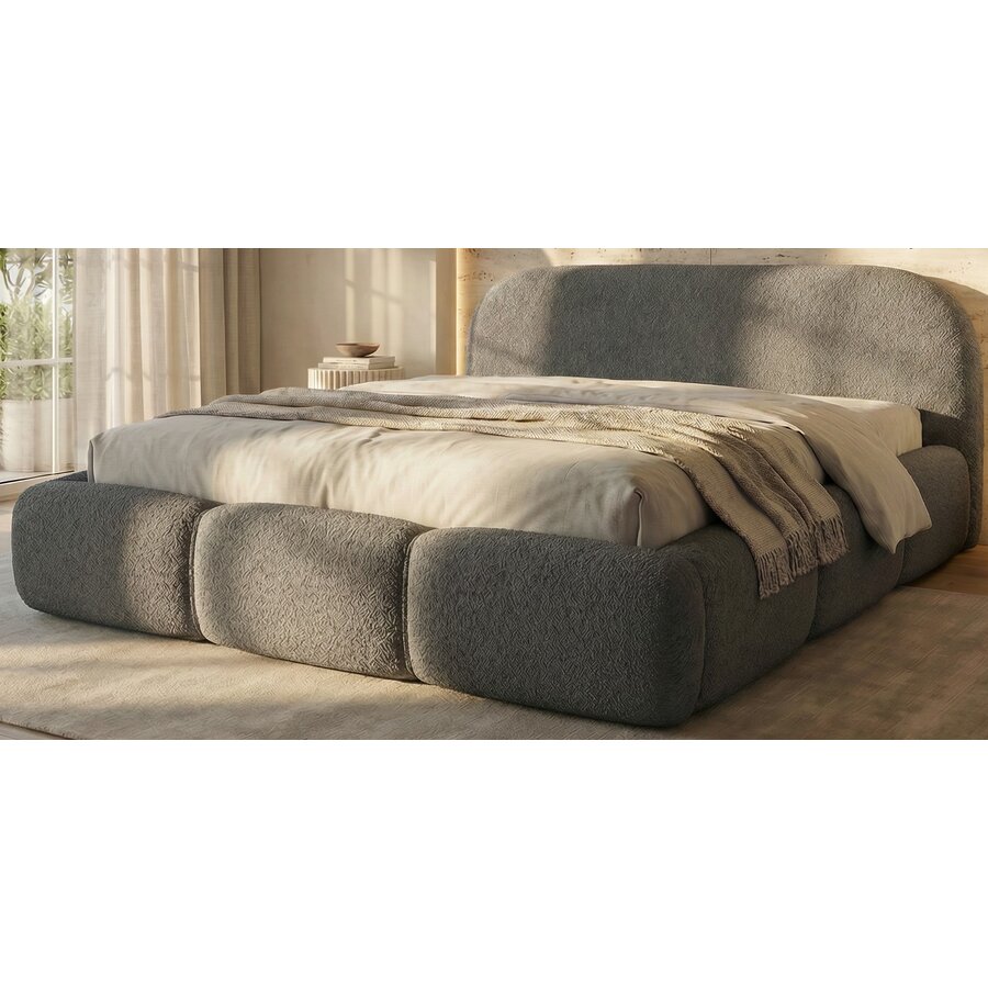Ohio Slim 140 x 200 cm Gestoffeerd Bed Grijs