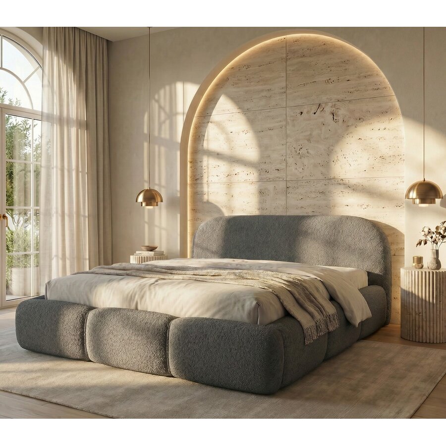 Ohio Slim 140 x 200 cm Gestoffeerd Bed Grijs