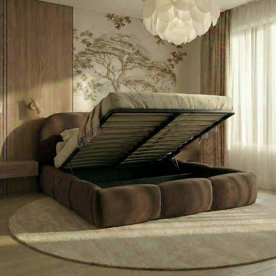Ohio Slim 180 x 200 cm Gestoffeerd Bed Velvet Bruin