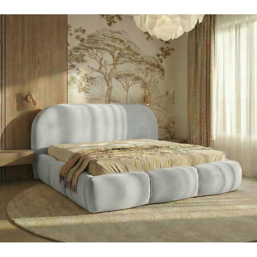 Ohio Slim 200 x 200 cm Gestoffeerd Bed Velvet Lichtgrijs