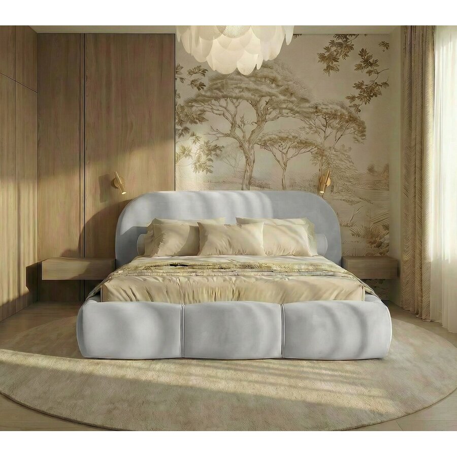 Ohio Slim 200 x 200 cm Gestoffeerd Bed Velvet Lichtgrijs