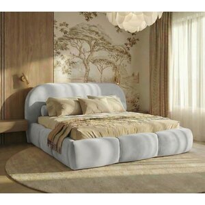 Trae Mobler Ohio Slim 140 x 200 cm Gestoffeerd Bed Velvet Lichtgrijs