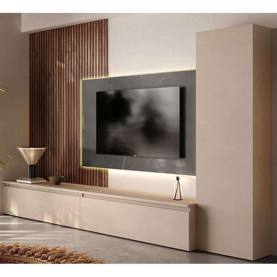 Infinity 2.0 Cashmere/Marmo Nero/Eiken TV Meubel Set 220