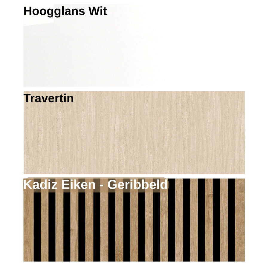 Infinity 2.0 Hoogglans Wit/Travertin/Eiken TV Meubel Set 221