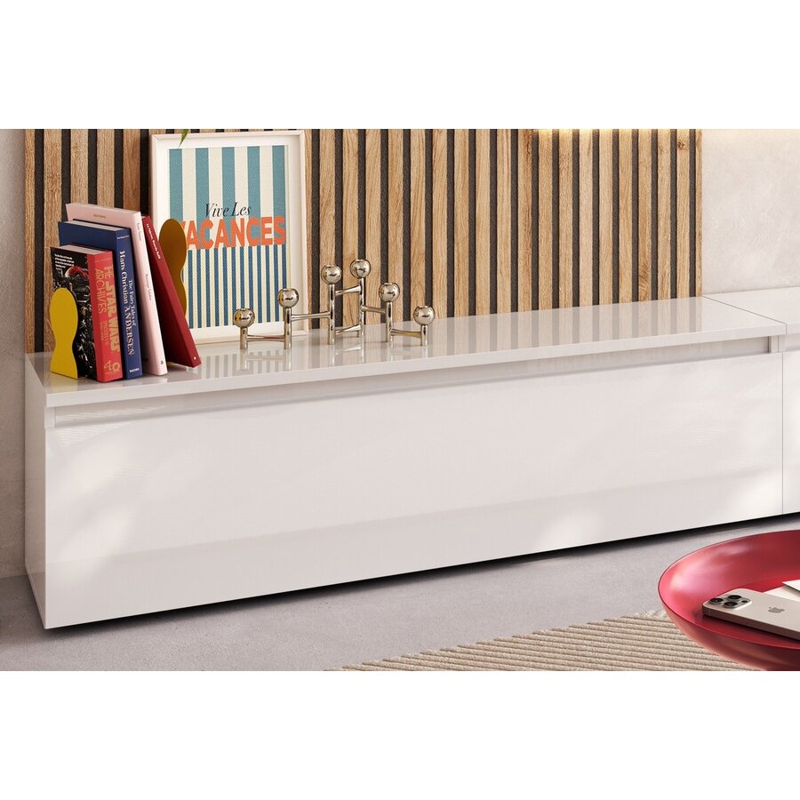 Infinity 2.0 Hoogglans Wit/Travertin/Eiken TV Meubel Set 221