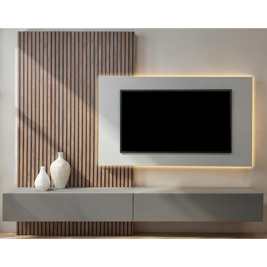 Infinity 2.0 Ardesia/Gesso/Eiken TV Meubel Set 222