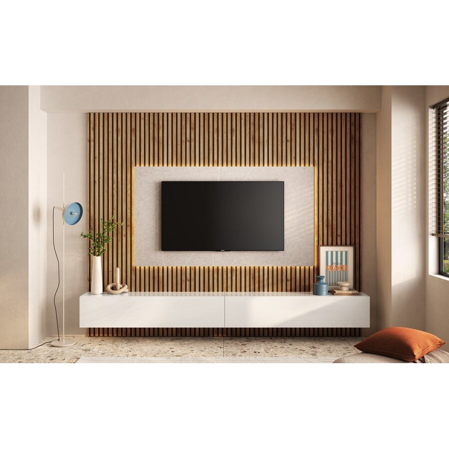 Infinity 2.0 HG Wit/Steengrijs/Eiken TV Meubel Set 225