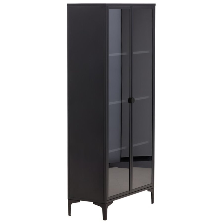 Piring Zwart / Glas Opbergkast H190 cm