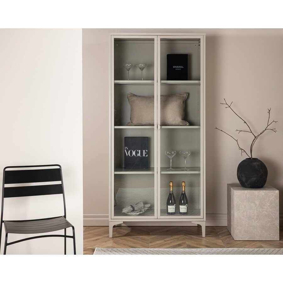 Piring Beige / Glas Opbergkast H190 cm