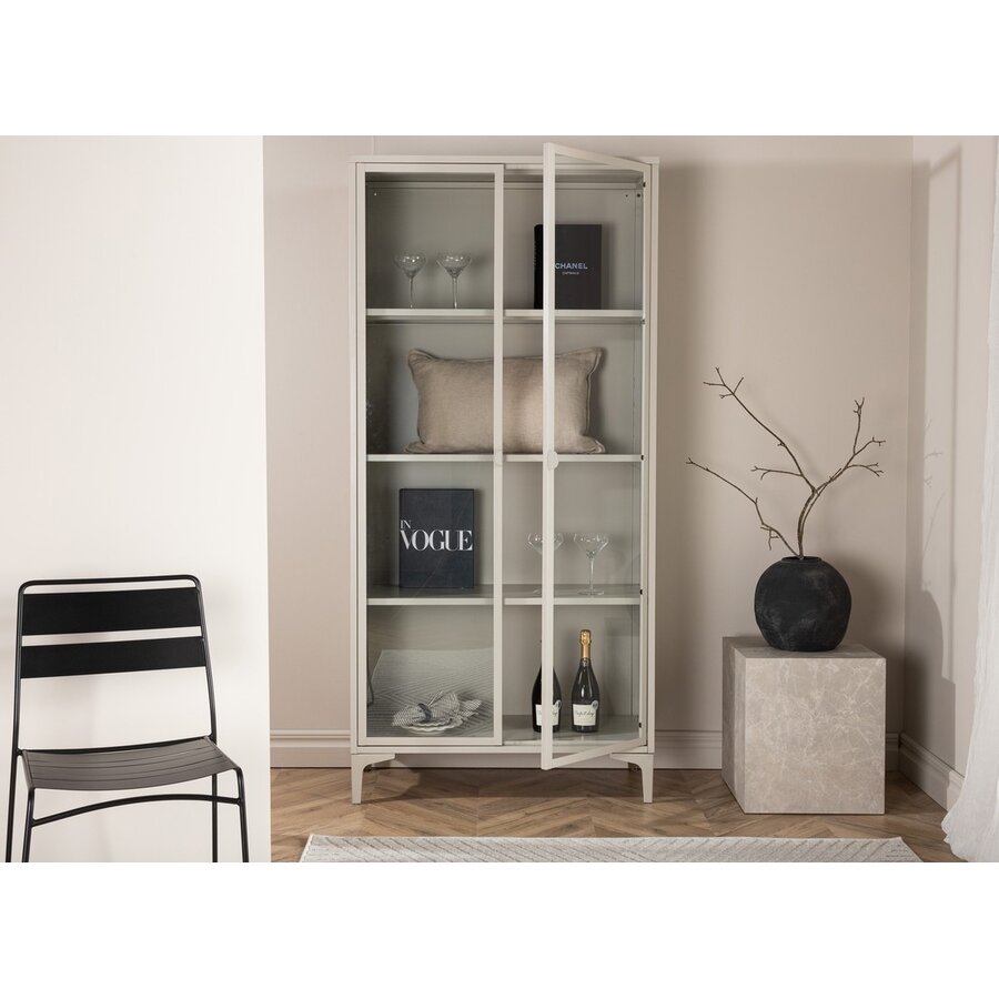 Piring Beige / Glas Opbergkast H190 cm