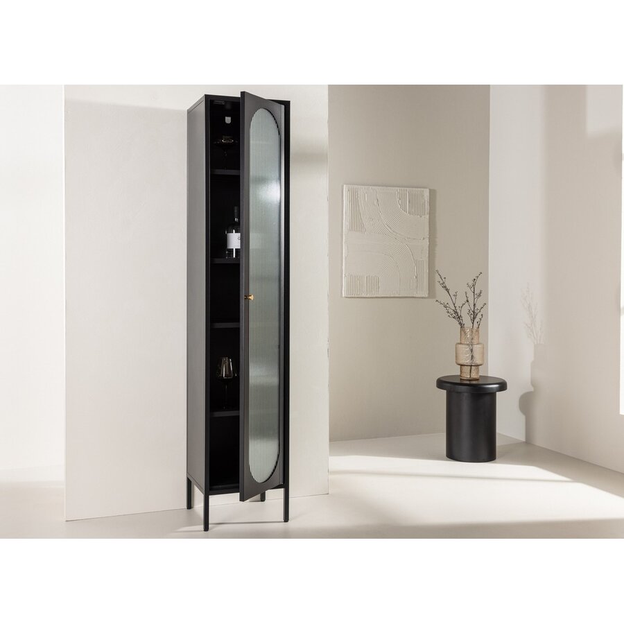 Cali Zwart Vitrinekast Slim H180 cm